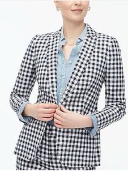 J. Crew Black And White Gingham Blazer